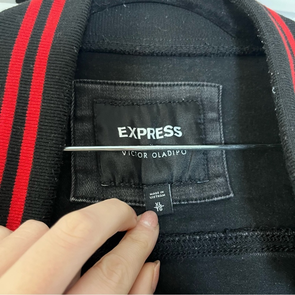 Express x Victor Oladipo Black Denim Jean Jacket Men’s XL Grunge Preppy - Picture 4 of 9